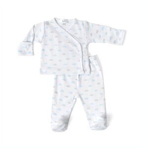 Classic Baby Boys Pima Cotton Kimono Top Footie Pants Outfit Set Blue Cloud NWT